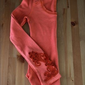 Free people long sleeve waffle top